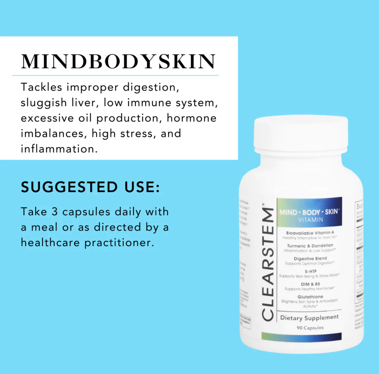 CLEAR STEM MINDBODYSKIN® Hormonal Acne Supplement