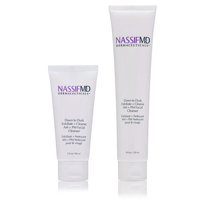 NassifMD Dermaceuticals™

Dawn to Dusk Exfoliate + Cleanse AM+PM Facial Cleanser